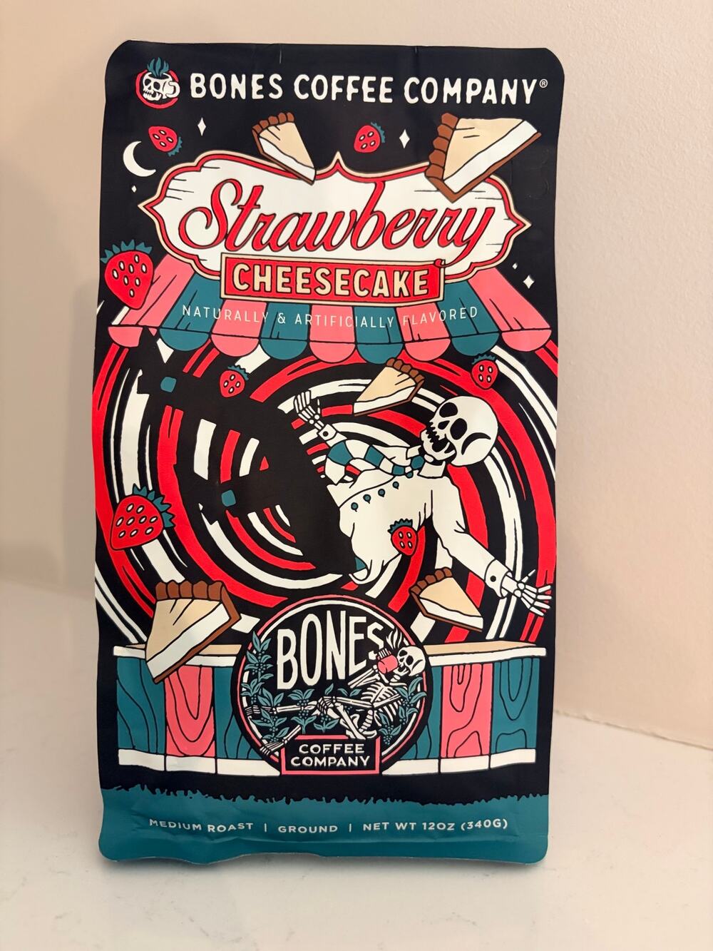 Bones Coffee Company Strawberry Cheesecake Ground Coffee -limited edition